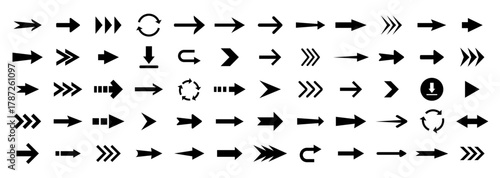 Arrows logo. Arrow vector icon.  Set arrow icons. Collection arrows sign. Black arrow icon set.  Vector illustration