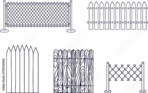 Beautiful fence illustrations for your design projects, a creative set of fence s