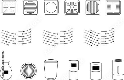 Air purifier system symbols for modern home and office spaces, clean air concept