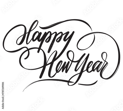 Elegant Merry Christmas and Happy New Year calligraphy vector