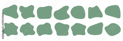 Organic amoeba blob shape abstract colorful vector illustration isolated on white background. Set of irregular round blot form graphic element. doodle drops collection. Contemporary banner