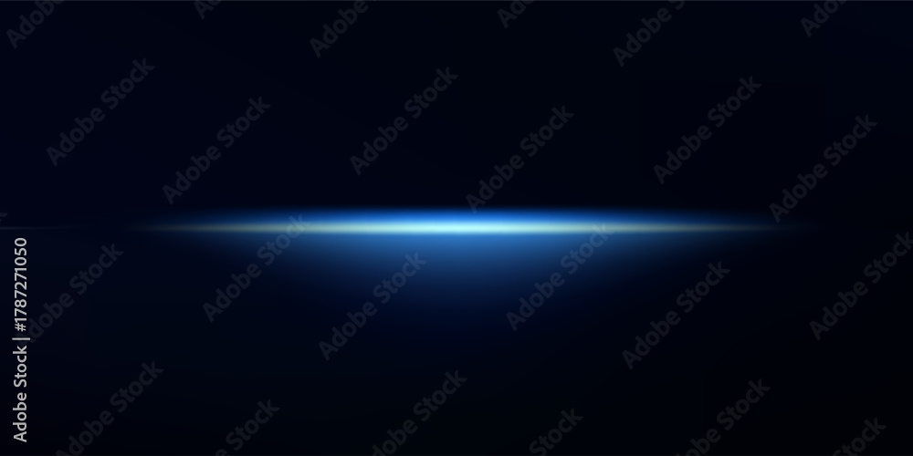 Obraz premium Laser abstract lines of light. Horizontal neon light. Neon blue horizontal speed lines simple abstract simple design