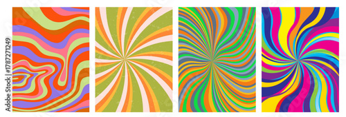 Vintage Psychedelic Swirl Pattern: Groovy Spiral Vortex Background with Abstract Retro Optical Illusion Texture for Halloween and 60s Themed Graphic Design.