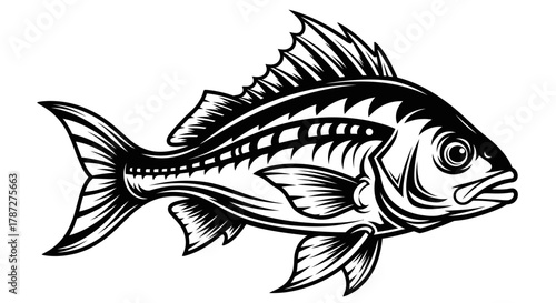 Marlin Fish Splash Tattoo Design – Dynamic Ocean Line Art Illustration