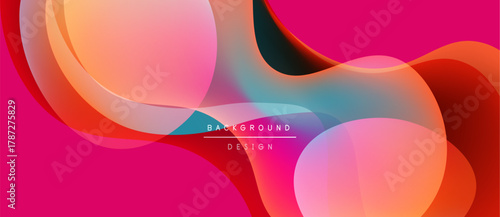 Abstract fluid shapes, vibrant colors blend. Pink dominates background with orange, teal accents. Modern design element for digital projects.