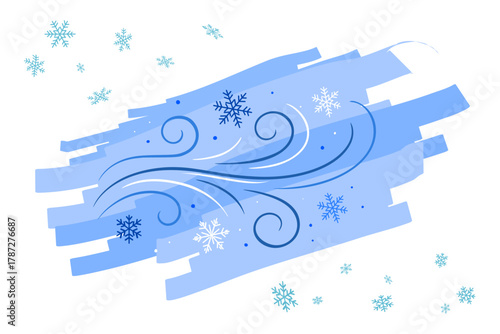 Charming artwork depicting an appealing winter breeze with wispy snowflakes and breezy snowflakes - perfect for cuddly holiday cards, banners, and seasonal designs with a warm touch