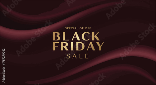 Elegant promotional banner with golden typography on a luxurious flowing silk background for a special seasonal discount event