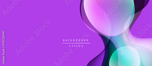 Abstract purple background features flowing shapes, gradients. Soft colors blend, creating modern design element. Text reads background design.