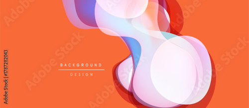Abstract design features overlapping translucent circles. Orange backdrop provides vibrant contrast. Modern, minimalist aesthetic.