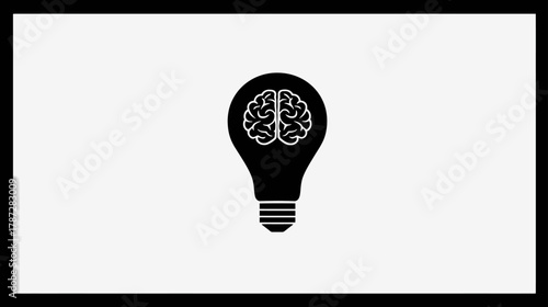 Creative Idea Concept: Human Brain Inside a Light Bulb Symbolizing Intelligence, Innovation, Inspiration, and Problem-Solving
