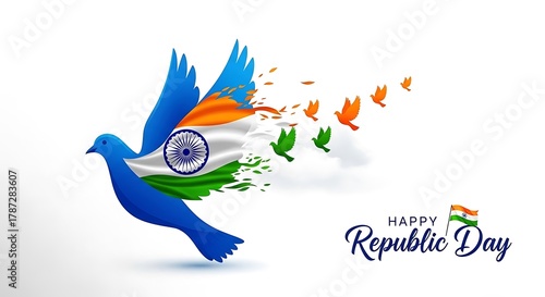 A vibrant illustration of indias republic day with a dove