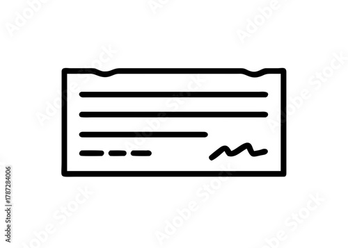Bank Check Icon — Payment, Finance, Money Transfer, Banking Document Symbol