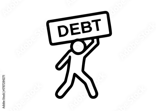 Debt Icon – Financial Burden, Loan Pressure, and Economic Stress Symbol