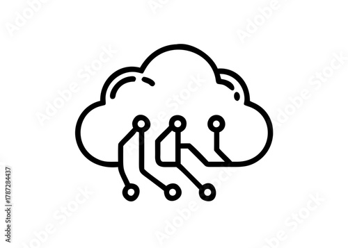 Cloud Computing Icon – Digital Technology, Data Storage, and Network Symbol