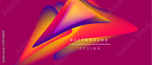 Abstract fluid shapes overlap, creating vibrant gradients. Pink background complements orange, purple hues. Text reads background design.