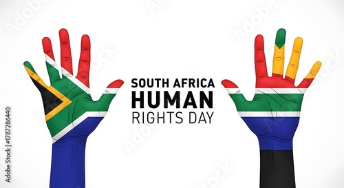 Celebrating south africas human rights day with flag painted hands