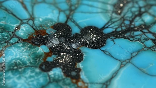 Macro shot of turquoise stone showing intricate veins and texture