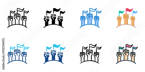 Democracy icon set multiple style collection 
