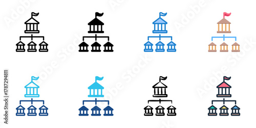 Unitary system icon set multiple style collection 
