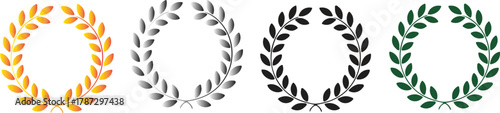 Laurel wreath victory icon set. Laurel Wreath Vector Frame for Award, Certificate, Trophy, Achievement, Victory, Honor, Success, Classic Symbol, Elegant Black Silhouette.
