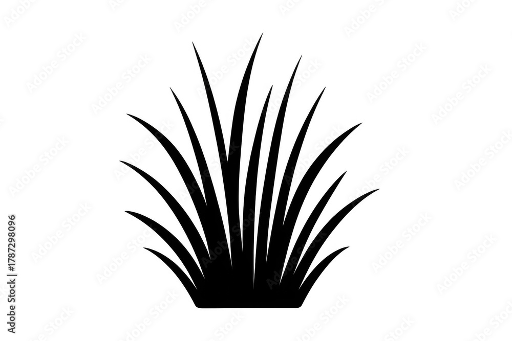 Fototapeta premium Black grass silhouette illustration with transparent background, nature elements, lawn, yard, plant design
