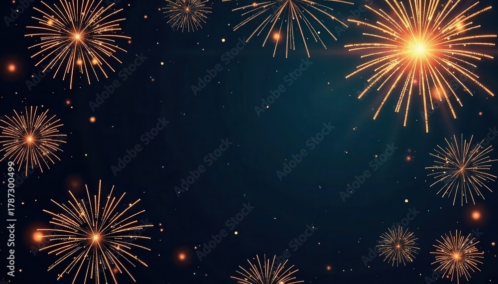 Obraz premium Golden & silver fireworks seamless pattern Elegant New Year's design , banner, cover, texture