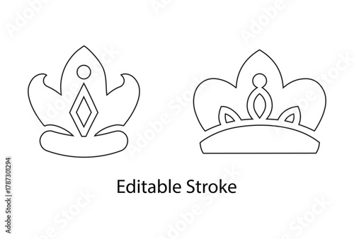 Regal Princess Tiara Crown Symbol vector editable stroke line icon, royal tiaras king and queen headpiece vector illustration