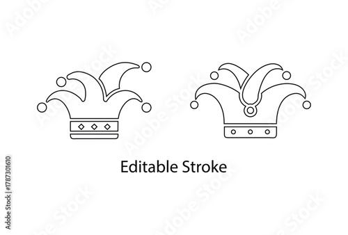 Joker hat editable stroke icon vector set, jester hat logo line icon vector illustration