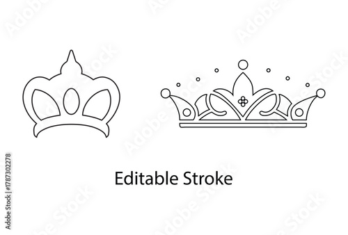 Regal Princess Tiara Crown Symbol vector editable stroke line icon, royal tiaras king and queen headpiece vector illustration