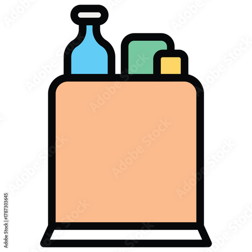 Shopping Bag with Items Vector Icon Stock Illustration
