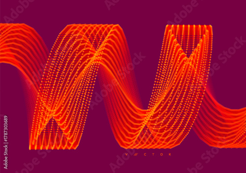 Spiral. Rhythmic sound wave. Dynamic effect. Abstract grid design. Vector illustration for brochure, poster, cover, card, presentation, flyer or banner.