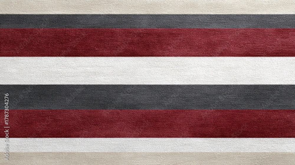 Fototapeta premium Elegant striped fabric with deep red, gray, and neutral hues