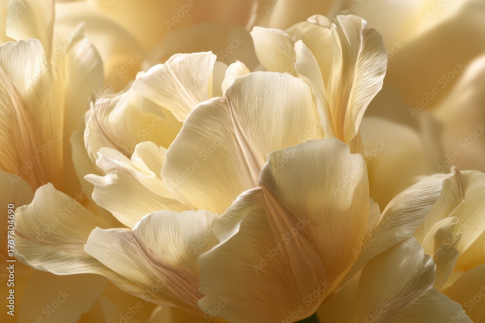 Obraz premium Soft-focus close-up of yellow tulip petals for a spring floral background