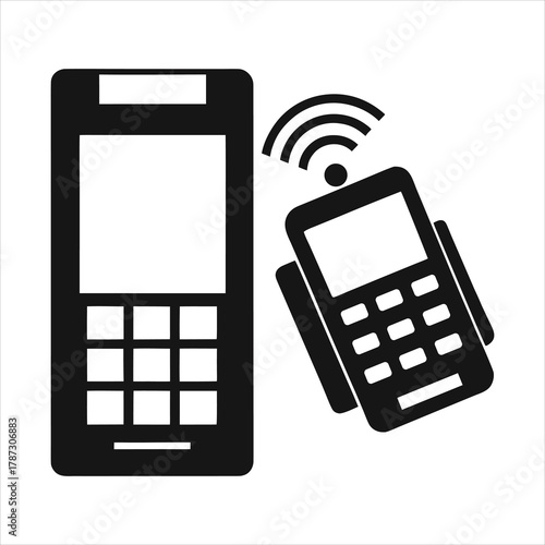 Mobile Payment Tap Silhouette Icon -Mobile Payment Tap Silhouette Icon – Contactless NFC Transaction Symbol Vector