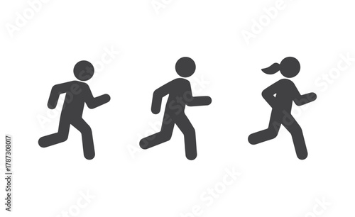 Three silhouettes of  jogging people running together