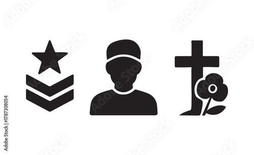 Memorial symbols of military service sacrifice and remembrance