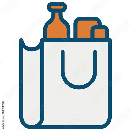Shopping Bag with Groceries Vector Icon Stock Illustration