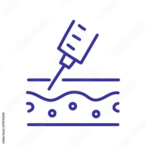 Close-up illustration of a syringe injecting into skin, symbolizing medical treatment or cosmetic procedures.