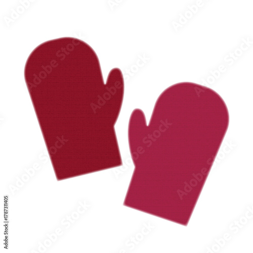 赤いミトンのシンプルイラスト