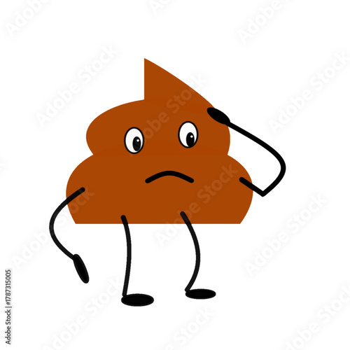 constipation problem health issue poop looking sad concept to illustrate unhealthy bowel movement.eps
