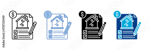 Mortgage Icon Set Multiple Style Collection