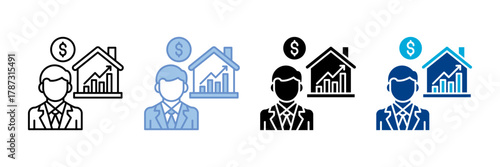 Broker Icon Set Multiple Style Collection