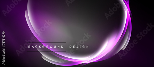 Abstract purple design. Smooth curves create glowing effect. Dark background enhances vibrant colors, modern aesthetic.