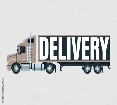 Illustration of a delivery truck with the word delivery on the side, a large vehicle used for transporting goods and cargo, ensuring timely and efficient distribution