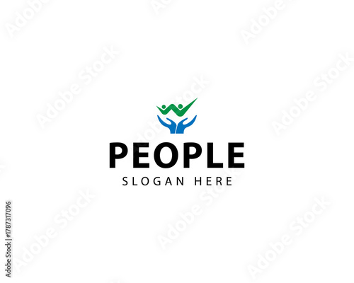 Simple people growth logo template. Startup symbol logo design illustration or teamwork progress.A72