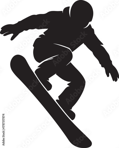  a snowboarder performing silhouette vector
