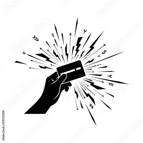 Black Friday Credit Card Sale Burst Vector Icon. Black Friday Shopping Frenzy Icon. Credit Card Power Burst Vector Illustration.