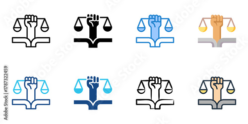 Bill of Rights icon set multiple style collection 
