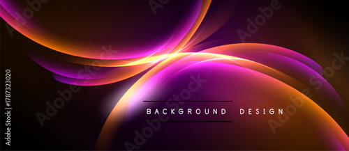 Abstract flowing lines, vibrant colors. Orange, purple hues create dynamic background design. Smooth gradients, modern aesthetic.