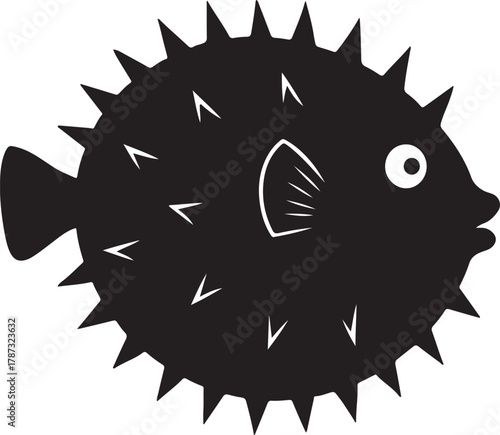 a puffer fish silhouette vector
 